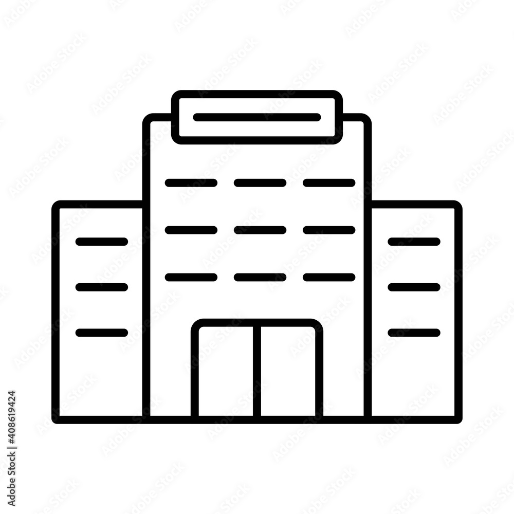 Hotel building line icon on white background, vector illustration Hotel building line icon on white background, vector illustration