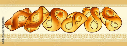 Buns, hand drawn vector doodle illustration.