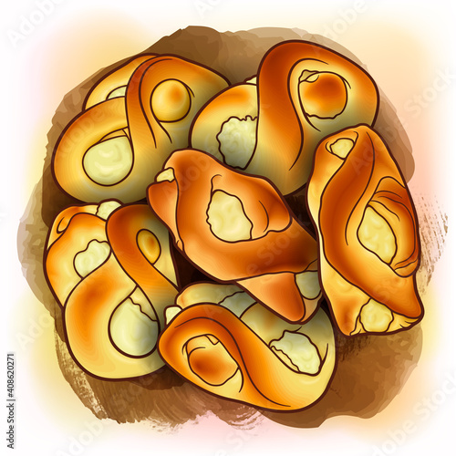 Buns hand drawn vector doodle colorful illustration.