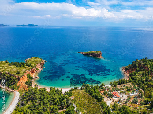 Majestic view over the beach of Kokkinokastro in Alonnisos island, Greece photo