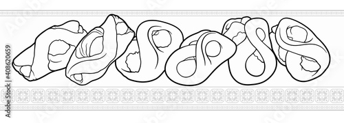 Buns, hand drawn vector doodle illustration.
