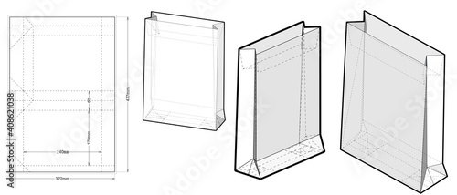 Shopping Bag (Internal measurement 17x6x24cm) and Die-cut Pattern. The .eps file is full scale and fully functional. Prepared for real cardboard production.