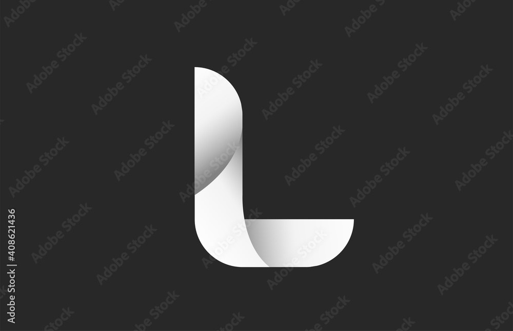 L black and white gradient alphabet letter logo for branding and ...