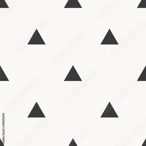 Black triangles at white background. Geometric seamless pattern. JPEG image.