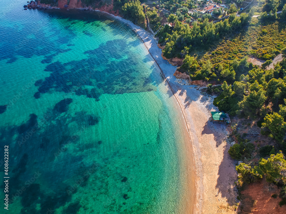 Majestic view over the beach of Kokkinokastro in Alonnisos island, Greece