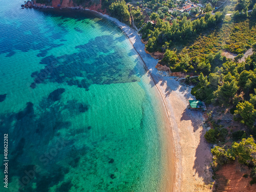 Majestic view over the beach of Kokkinokastro in Alonnisos island  Greece