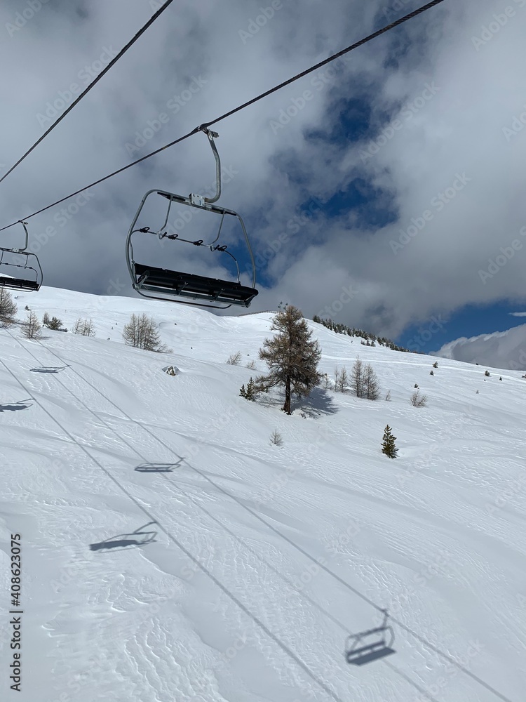 ski lift in the mountains Vars France ski lift in the mountains Vars France