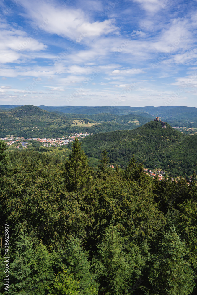 Fototapeta premium View over the Palatinate Forest from the top of the Rehbergturm