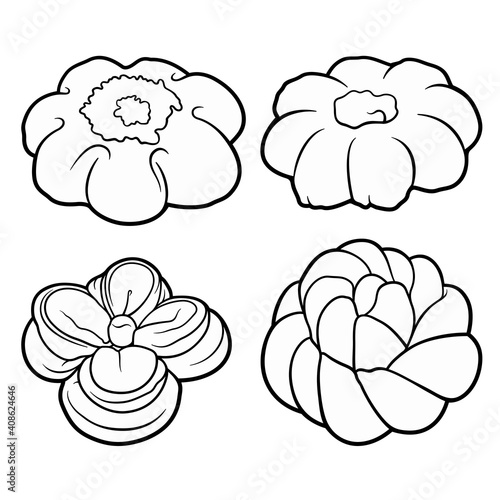 Buns hand drawn vector doodles set.