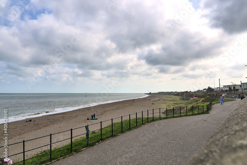 Beautiful view of Greystones South Beach on cloudy day  Greystones  Co. Wicklow  Ireland