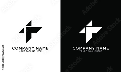 Abstract letter T arrow vector logotype. Line hexagon creative simple logo design template.on a black and white background.