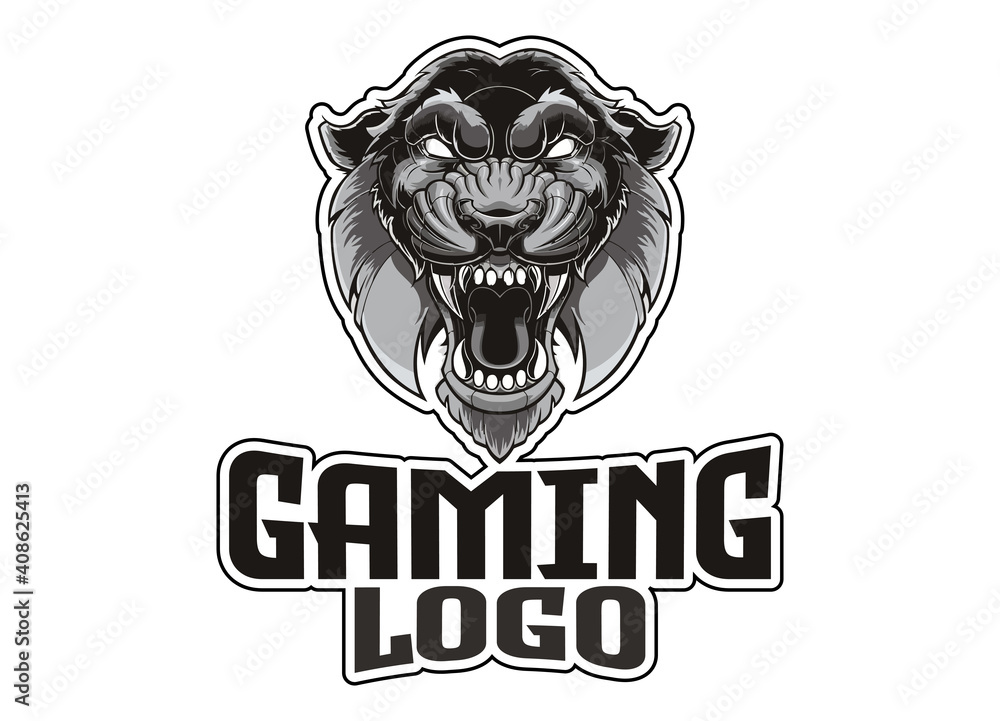 Fototapeta premium Giant panther head gaming logo vector