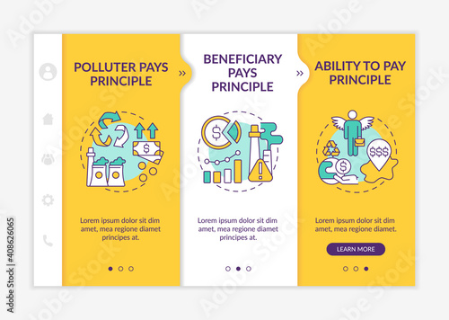 Developing countries onboarding vector template. Save Earth Responsive mobile website with icons. Webpage walkthrough 3 step screens. Our ecology tasks. Contemporary ecological way. RGB color concept