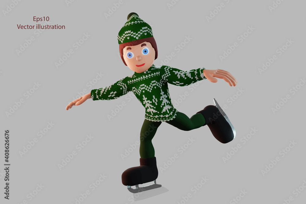 Games in the winter outdoors, a man sledding,isolate on gray background. Vector illustration. Games in the winter outdoors, a man sledding,isolate on gray background. Vector illustration.