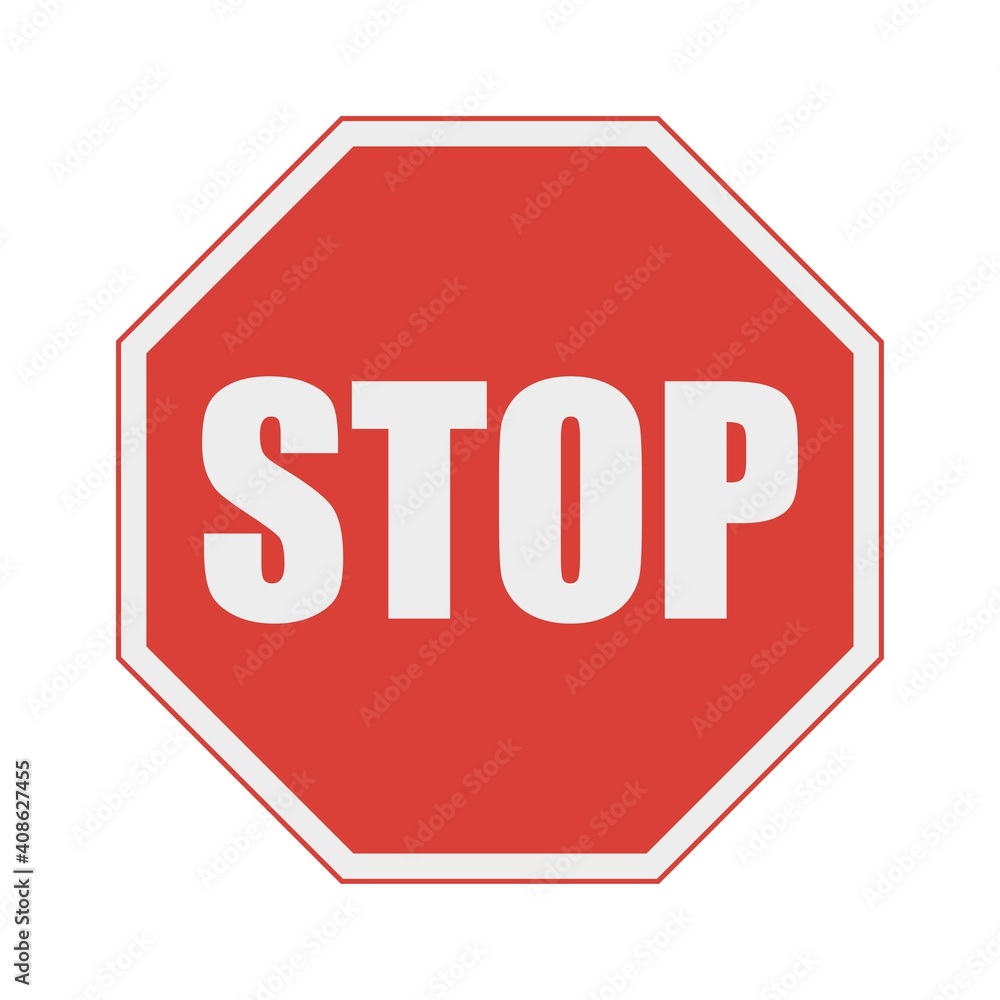 Red stop sign. Prohibition no, traffic regulatory warning stop symbol. Red stop sign. Prohibition no, traffic regulatory warning stop symbol.