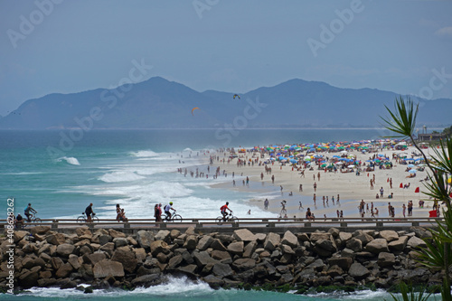 Pier and beach of Barra da Tijuca on a sunny Saturday in Rio de Janeiro © Diego