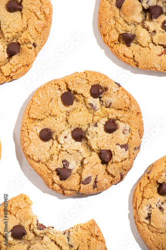 chocolate chip cookies on white