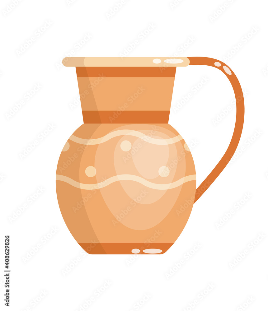 Greek vase in ancient style as template for Interior. Greece culture ceramic urn in traditional color and form. Vector greek antiquity amphora