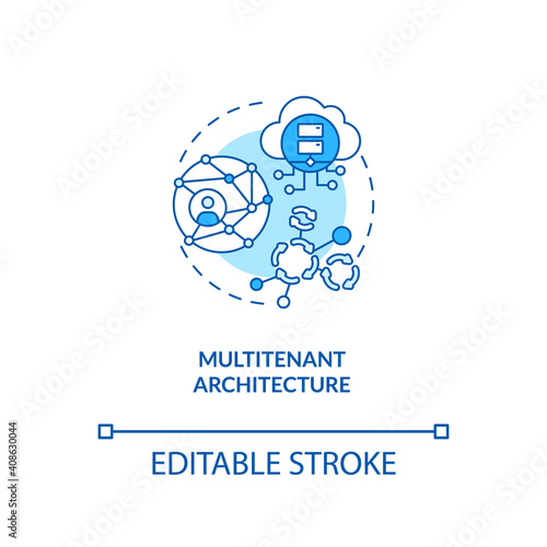 Multitenant architecture concept icon. SaaS advantage idea thin line illustration. Operating in shared environment. Multi-tenant database. Vector isolated outline RGB color drawing. Editable stroke