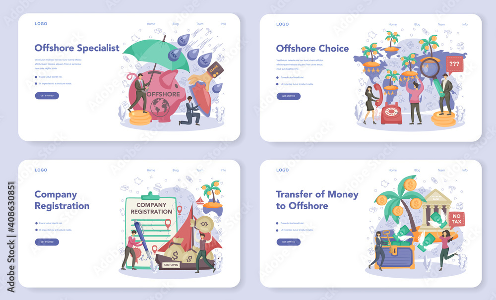Offshore specialist web banner or landing page set. Professional businessman Offshore specialist web banner or landing page set. Professional businessman
