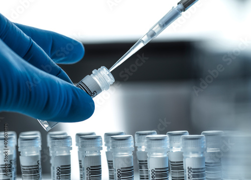 Clinical Testing, DNA sample being prepared for testing in the lab.