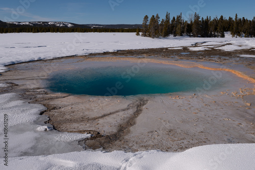 Prismatic Pool Winter Day Yellowstone National Park