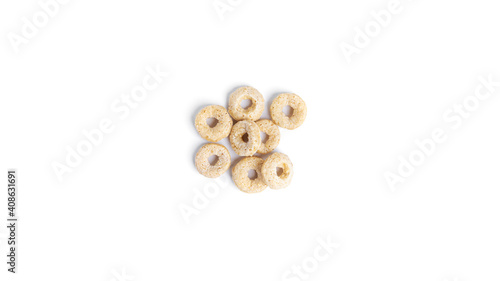 Crispy corn rings isolated on a white background