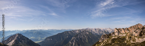 Mountain panorama from Gschollkopf mountain, Rofan, Tyrol, Austria