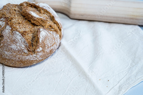 Photography rustic bread with white fabric