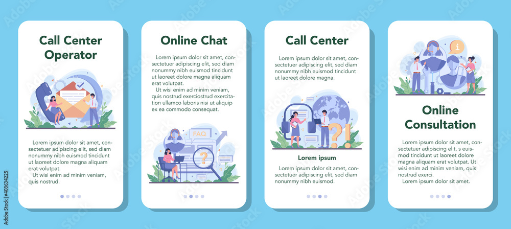 Call center or technical support mobile application banner set