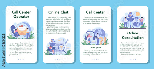 Call center or technical support mobile application banner set