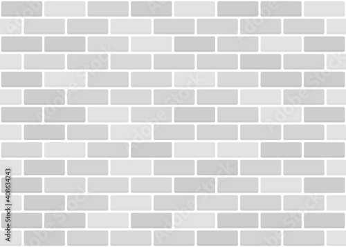 White or grey brick wall seamless texture. Vector pattern.	 photo
