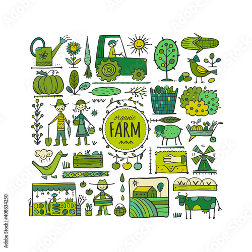 Organic Farm Background For your Design. Harvest Festival. Agriculture collec...