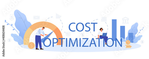 Cost optimization typographic header. Idea of financial