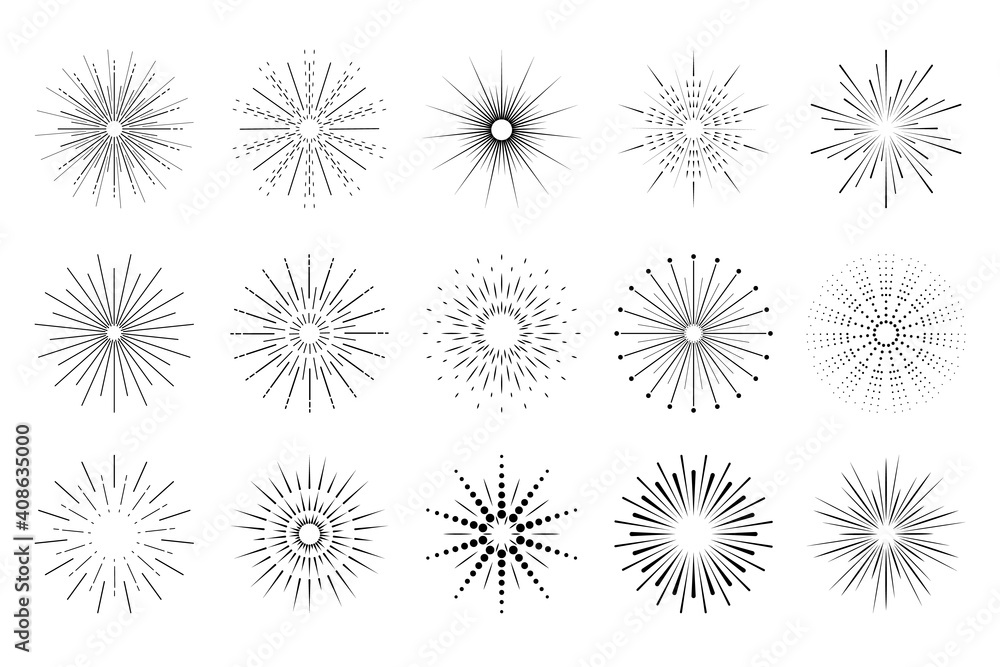 Big collection of rays in a linear style.