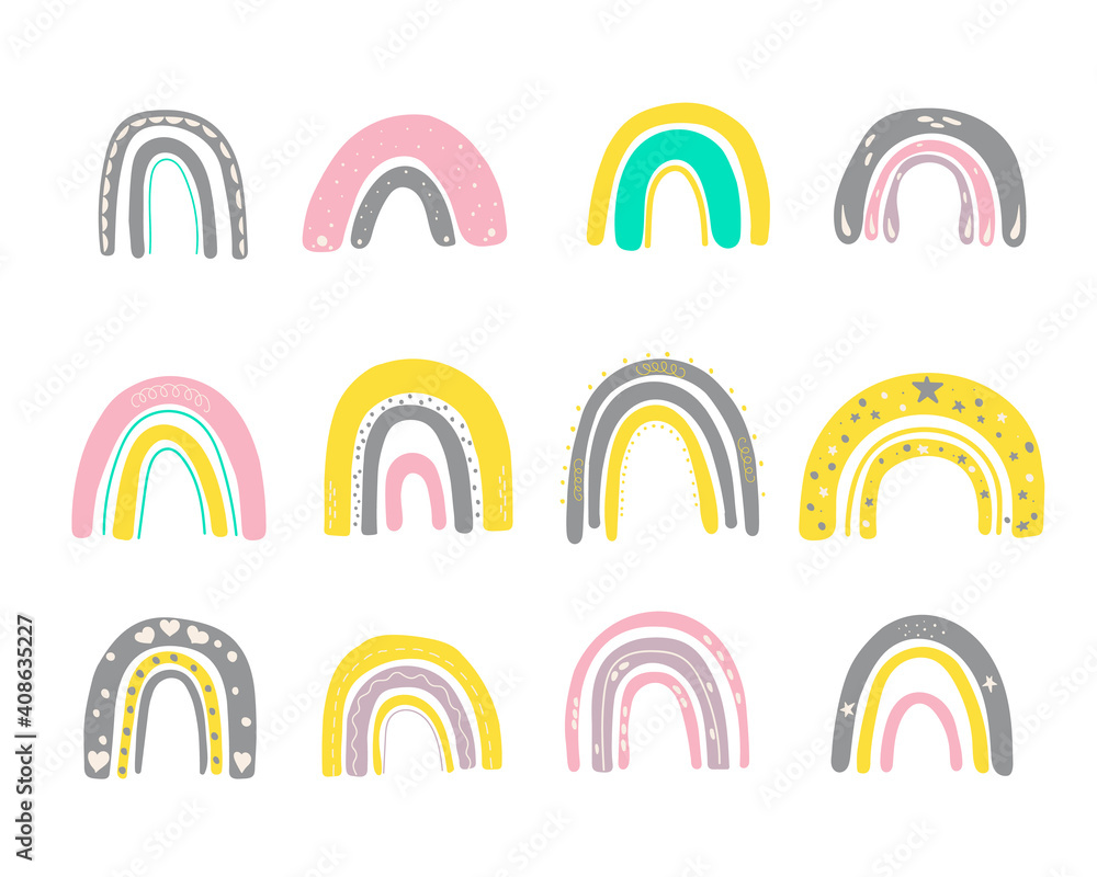 Fototapeta Cute rainbows for children's clothing.