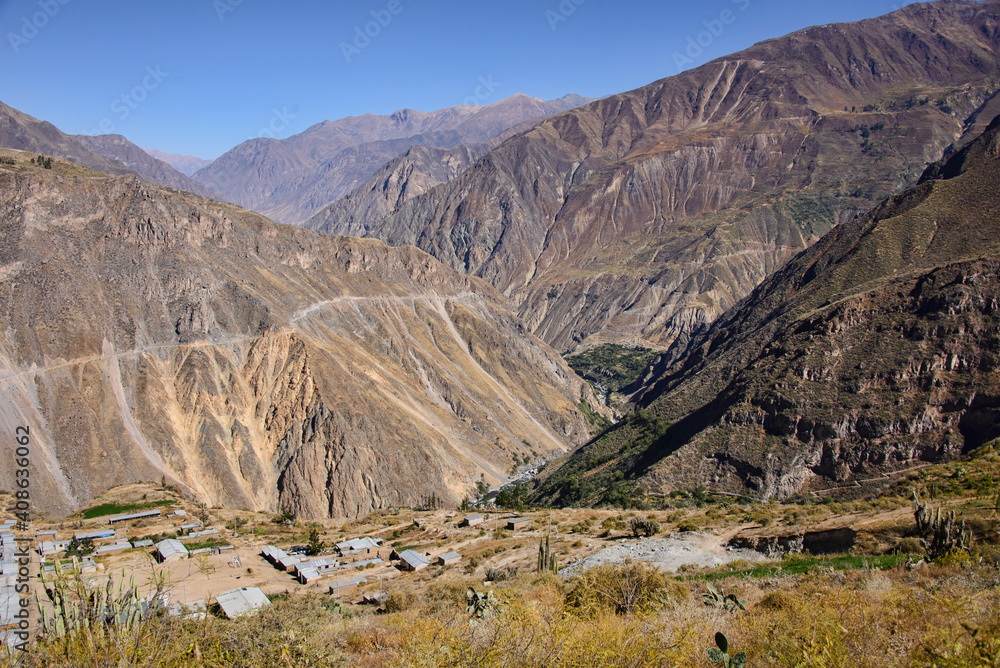 View of Belen village in the Colca Canyon, Cabanaconde, Peru