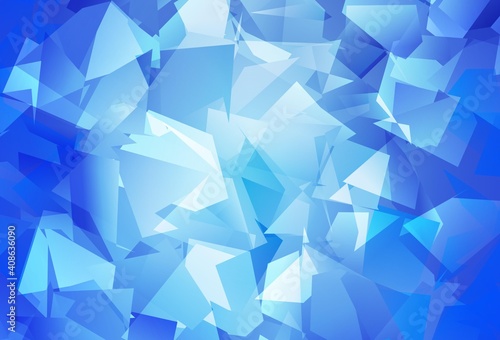 Light BLUE vector shining triangular background.