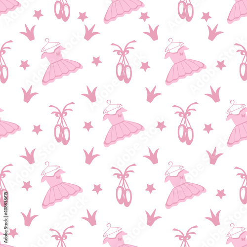 vector seamless pattern with the  ballet clothes and Pointe shoes