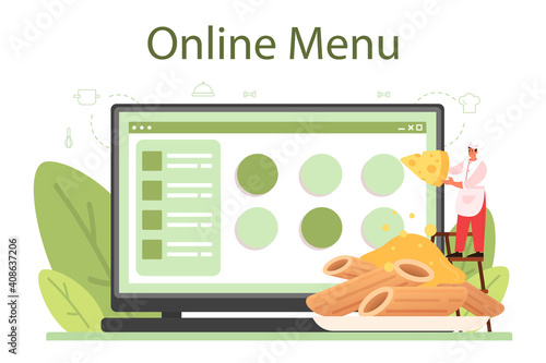 Spaghetti or pasta online service or platform. Italian food