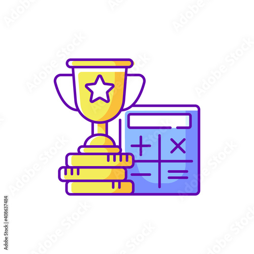 Odds calculator RGB color icon. Betting converter. Wagers profit determination. Calculating winnings. Multiplying stake by odds. Representing playing event probability. Isolated vector illustration