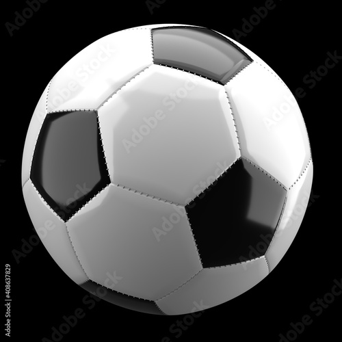 football ball on a black background, 3d rendering