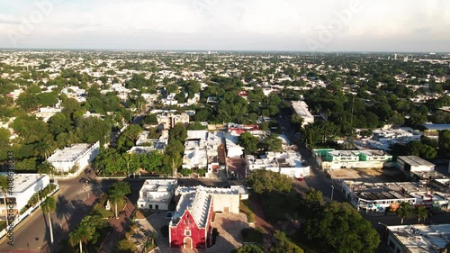 Chruch of Itzimna in Merida Yucatan Mexico  seen from air photo