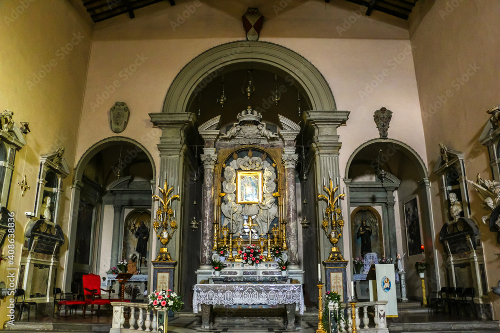 Volterra, Italy. Beautiful interiors of catholic church (Chiesa di San Francesco) in Volterra.