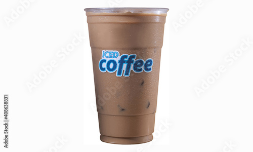 Iced Coffee with water droplets vector illustration on white background no peolple photo