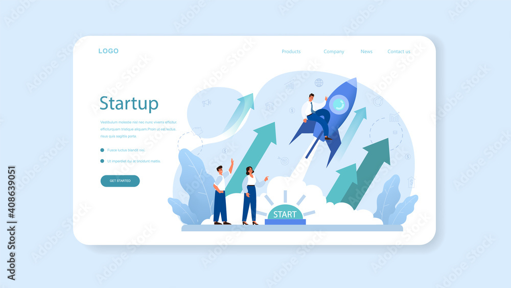 Startup web banner or landing page. New business launching. Startup web banner or landing page. New business launching.