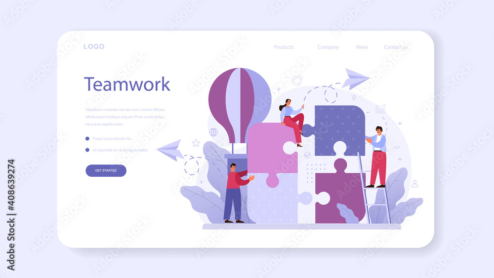 Business teamwork web banner or landing page. Idea of partnership Business teamwork web banner or landing page. Idea of partnership