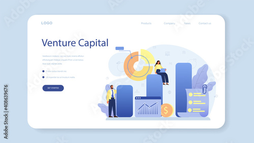 Venture capital web banner or landing page. Investors financing
