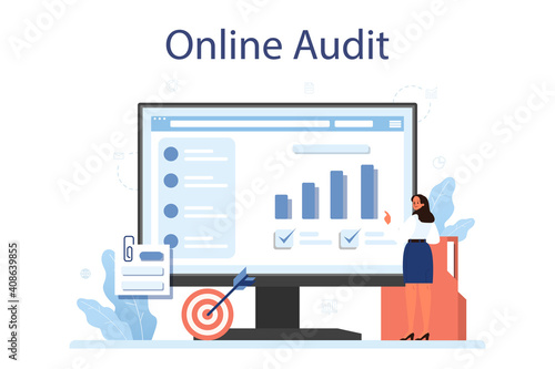 Audit online service or platform. Business operation research and analysis.