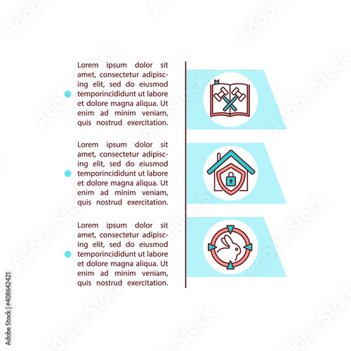 Firearms regulation concept icon with text. Use firearms civilians PPT page vector template. Weapon control by law. Brochure, magazine, booklet design element with linear illustrations